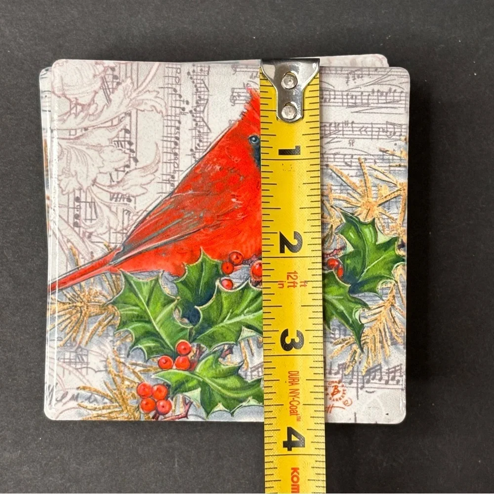 Chad Barrett Birds Coaster Set Holiday Birds Set Of 4 Glossy Cork Backing 4